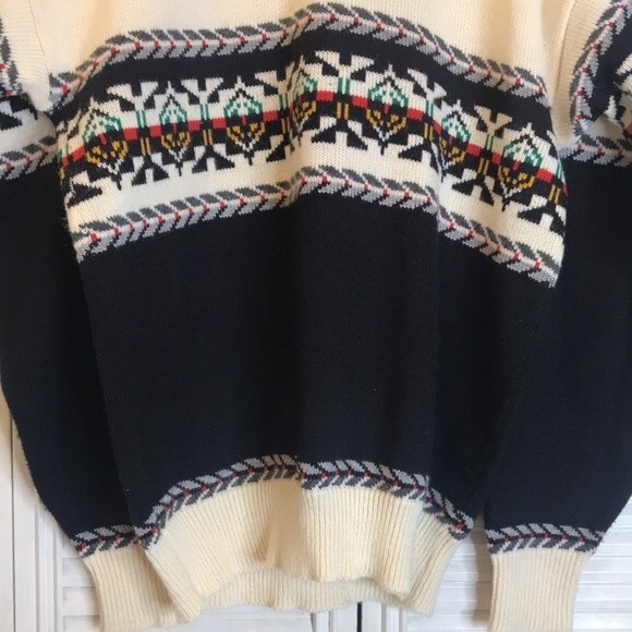 Le Tigre oversized grandpa style western aztec knit sweater size XL 90s - Picture 3 of 11